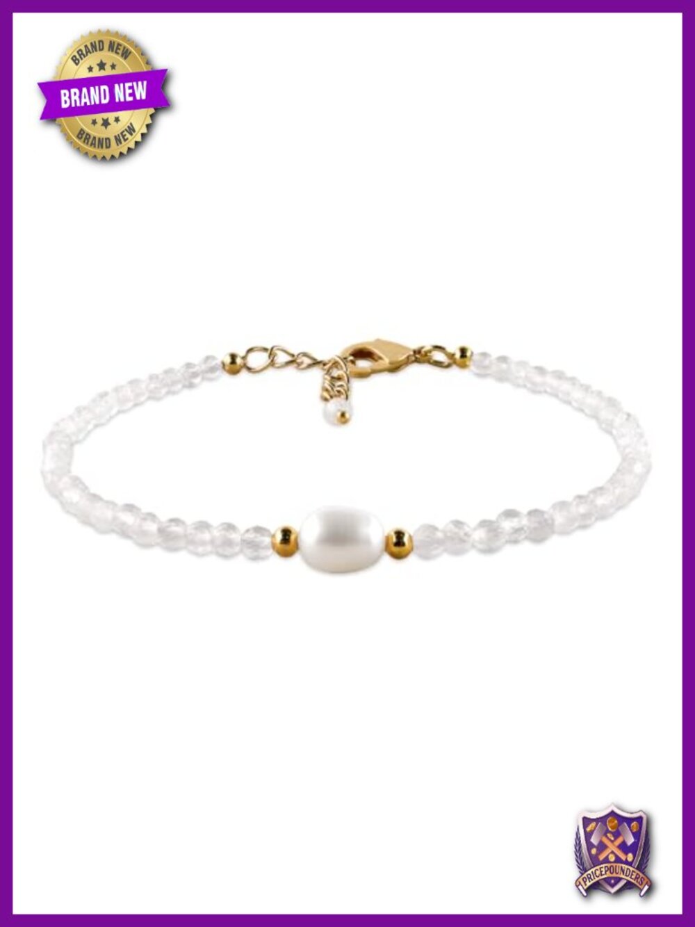 Natural Gemstone Gold Plated Bracelet Freshwater Pearl Link Chain